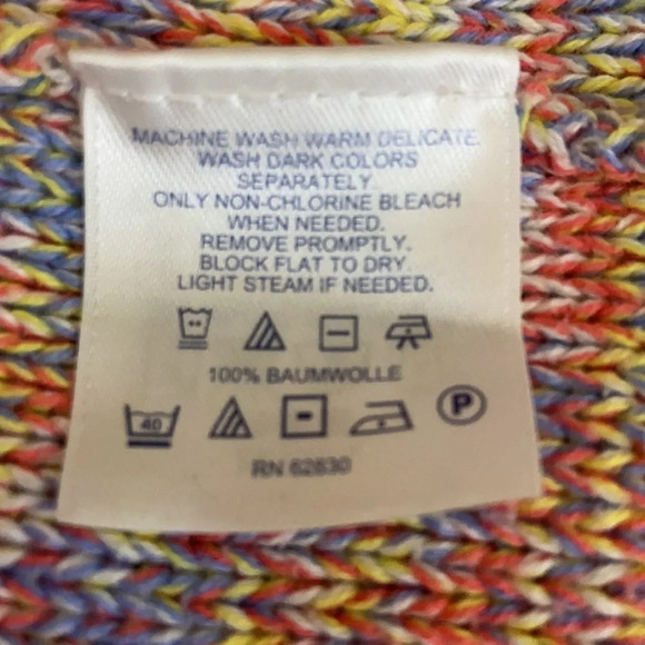 Lands' End 100% Cotton 3/4 Sleeve Multi Color Cable Knit Sweater - Size Large - Picture 5 of 5